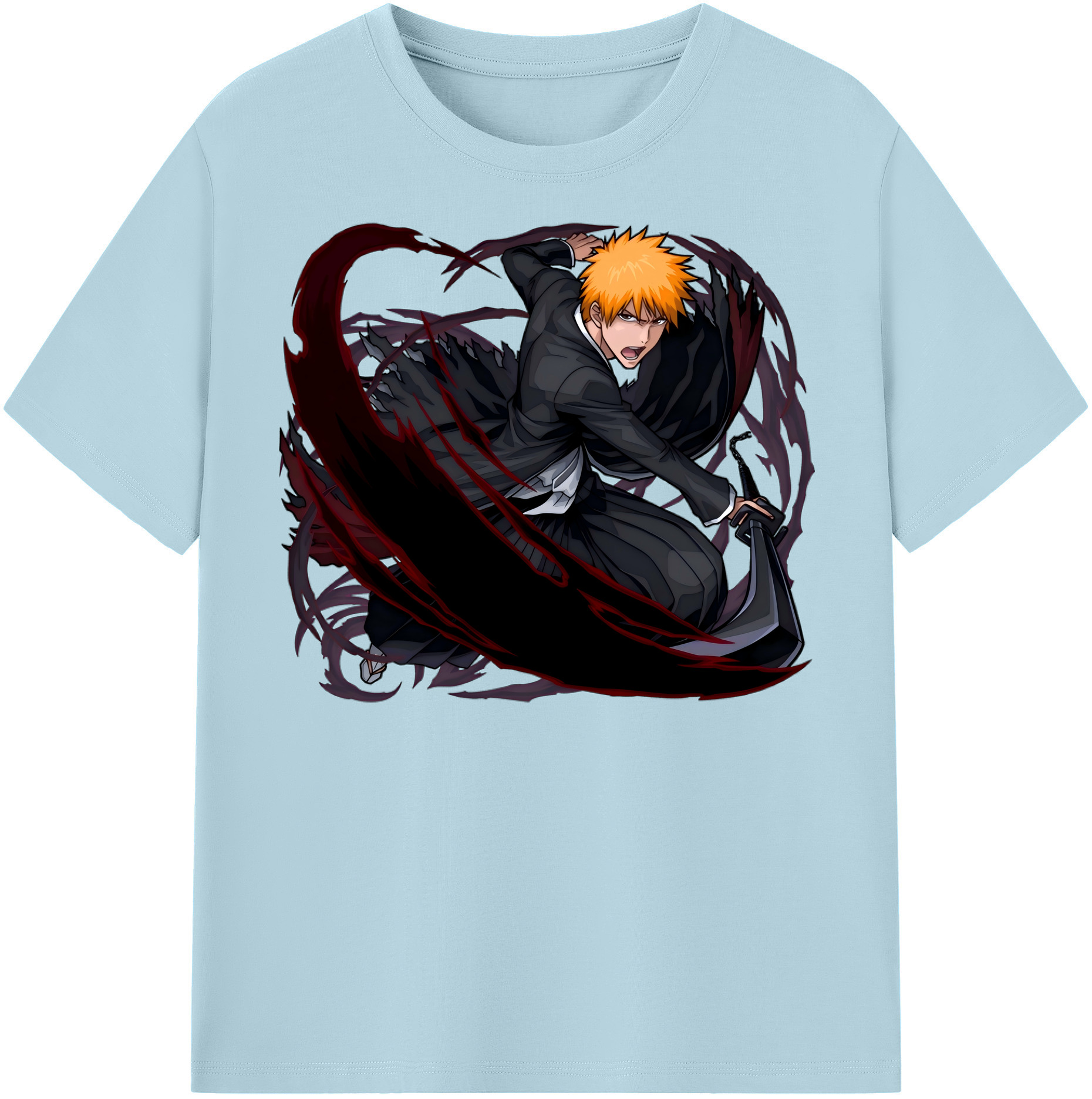 （画像用） ブリーチ 黒崎一護（くろさき いちご）BLEACH Kurosaki Ichigo 綿100％半袖Tシャツ（フロントプリント）